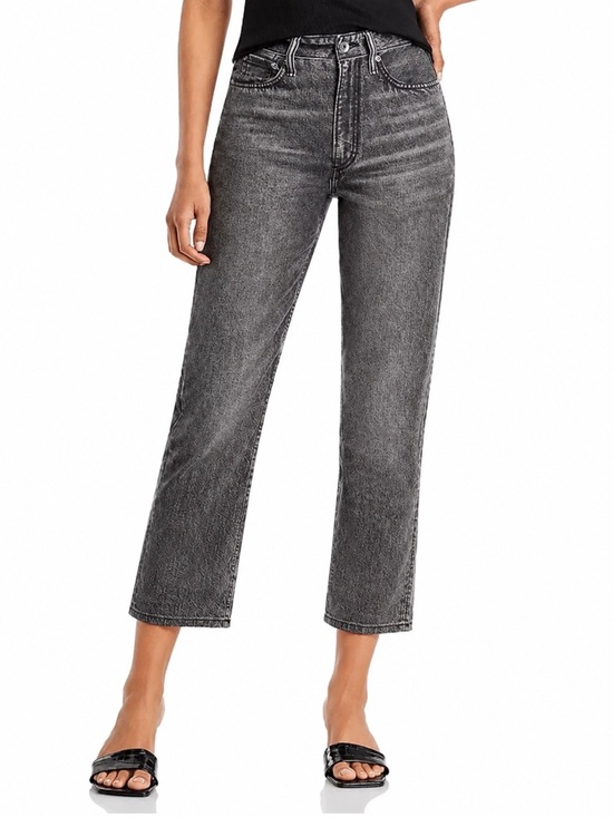 rag & bone Denim - rag‎ & bone Liquid Alex High Rise Straight Leg Faux Jeans in Black Magic Size 25